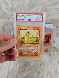 2 PSA 8 MINT 1999/2000 Pokemon Game Unlimited Base Set Charmander #46 #50 Rocket - Image 3