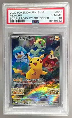 2022 Pokemon Scarlet Violet Pre-Order Promo Japanese 001 Pikachu PSA 10 0622 - Image 1