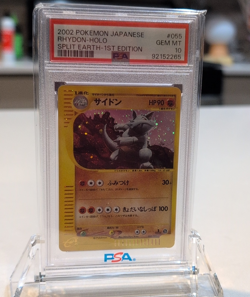 Pokemon Split Earth Rhydon 1st Edition Holo Rare PSA 10 #055 2002 JP - Image 1