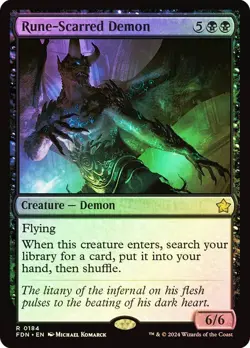 Rune-Scarred Demon Foil Foundations NM MTG - Image 1