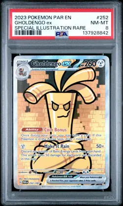 Gholdengo ex #252/182 Sv04: Paradox Rift Special Illustration Rare PSA 8 - Image 1