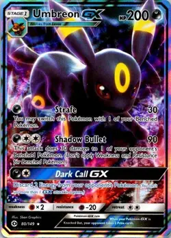 Umbreon GX #80/149 Ultra Rare Holo Sun & Moon 2017 Pokemon TCG NM (SKU 1-2) - Image 1