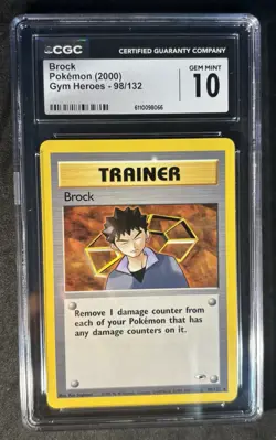 Pokemon TCG Brock Trainer 98/132 Gym Heroes Vintage 2000 CGC 10 Gem Mint - Image 1
