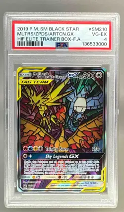 2019 Pokemon SM Hidden Fates Promo SM210 Moltres & Zapdos Articuno GX PSA 4 - Image 1