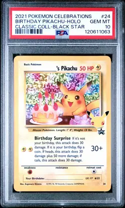 2021 POKEMON CELEBRATIONS CLASSIC COLL #24 BIRTHDAY PIKACHU-HOLO PSA 10 - Image 1