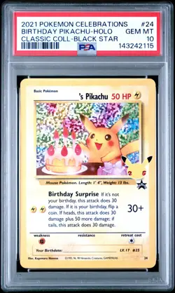 2021 POKEMON CELEBRATIONS CLASSIC COLLECTION #24 BIRTHDAY PIKACHU-HOLO PSA 10 - Image 1