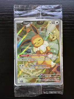 SEALED Pokemon Prismatic Evolutions Eevee SVP 173 Black Star Promo & Sleeves - Image 1