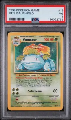 New Cert* Venusaur Holo PSA 3 - Base Set - Pokemon - 1999 - WOTC #15/102 - Image 1