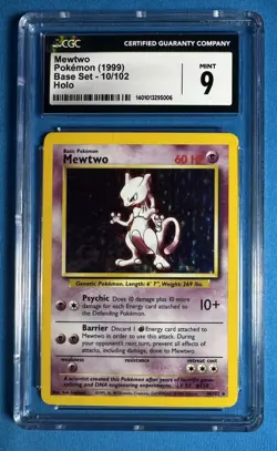 1999 MEWTWO 🔮 CGC 9 🔮 Pokemon Base Set Unlimited Holo TCG Card 10 Like PSA 📈 - Image 1