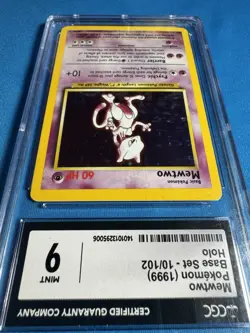 1999 MEWTWO 🔮 CGC 9 🔮 Pokemon Base Set Unlimited Holo TCG Card 10 Like PSA 📈 - Image 4