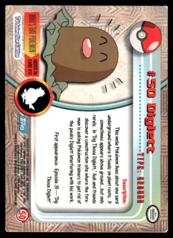 Pokemon Cards Diglett #50 Topps Trading Cards Series 1 LP *4 - Image 2