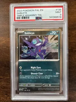 Pokemon Sableye Holo Rare Promo Card 136/193 Paldea Evolved Cosmos Swirls PSA 9 - Image 1