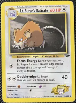 Lt. Surge's Raticate 53/132 Gym Challenge Regular - Pokemon Card - Image 1