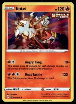 Entei 19/203 Pokemon Card Evolving Skies Rare 120 HP Holo Near Mint TV - Image 1
