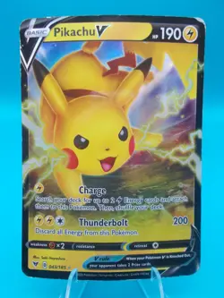 Pikachu V 043/185 Swsh04: Vivid Voltage Pokemon TCG Holo Moderately Played - Image 1