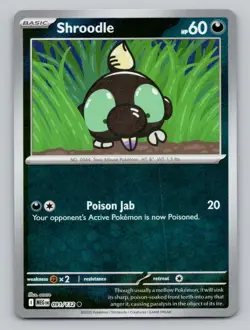 Reverse Holo Shroodle 091/132 Common Mega Evolution Pokemon - Image 1