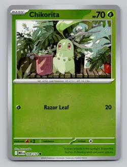 Reverse Holo Chikorita 008/132 Common Mega Evolution Pokemon - Image 1