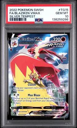 2022 Pokemon Silver Tempest #TG15 Fa/Blaziken Vmax PSA 10 - Image 1