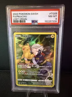 2022 Pokemon PSA 8 Pikachu #TG05/TG30 SWSH Lost Origin Trainer Gallery - Image 1