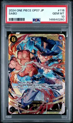 One Piece Japanese OP07 SABO Secret Rare PSA 10 #118 - Image 1