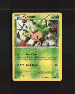 Chespin 9/162 Breakthrough Reverse Holo Pokemon Card DMG - Image 1