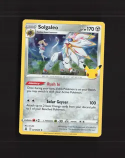 Solgaleo 021/025 Celebrations Holo Rare Pokemon Card LP - Image 1