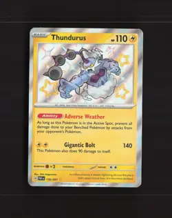 Thundurus 139/091 Paldean Fates Shiny Holo Rare Pokemon Card NM - Image 1