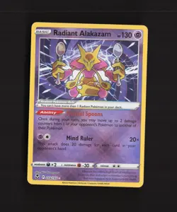 Radiant Alakazam 059/195 Silver Tempest Ultra Rare Holo Pokemon Card NM - Image 1