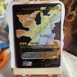 Pokemon Pikachu & Zekrom GX Black Foil Fan Art Card 184/181 - Image 1