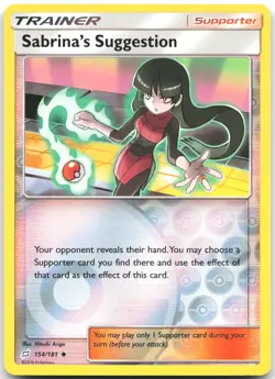 Sabrina's Suggestion 154/181 Uncommon Team Up Pokemon Reverse Holo Near Mint - Image 1