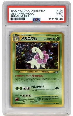 Meganium 2000 Pokemon Neo JPN · Premium File Holo #154 PSA 9 - Image 1