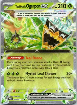 Teal Mask Ogerpon ex Holo Rare #012/131 SV: Prismatic Evolutions Pokemon NM - Image 1