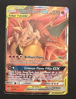 Charizard & Braixen GX 22/236 Cosmic Eclipse Ultra Rare LP Pokemon TCG - Image 1