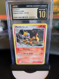 🔥 2008 Pokemon Monferno - Majestic Dawn 41/100 - CGC 10 Pristine 🔥 - Image 1
