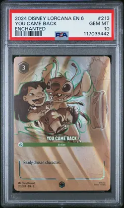 2024 DISNEY LORCANA EN 6-AZURITE SEA ENCHANTED #213 YOU CAME BACK PSA 10 - Image 1