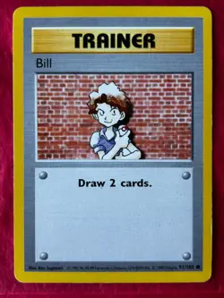 Shadowless Bill 91/102 Base Set Regular Trainer Common Pokemon Cards TCG - Image 1