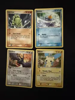 Pokemon EX Trainer Kit Lot 4 Cards Plusle Minun 2004 LP Swellow Larvitar Surskit - Image 1