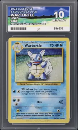 Pokemon TCG Wartortle Holo Card Classic Collection 002/034 ACE 10 GEM 💎MINT ENG - Image 1
