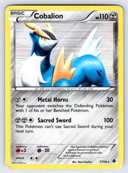 Cobalion 77/98 2011 B&W Emerging Powers Pokemon Card TCG Nintend Holo Rare - Mp - Image 1