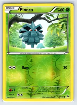 Pineco 4/106 2014 XY Flashfire Set Pokemon Card Reverse Holo Common - Nm/Vlp - Image 1