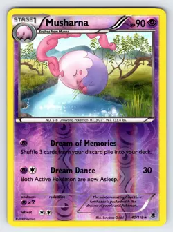 Musharna 40/119 2014 Phantom Forces Pokemon Card TCG Reverse Holo Rare - Nm/Vlp - Image 1