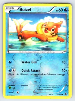 Buizel 28/106 2014 XY Flashfire Set Pokemon Card TCG Reverse Holo Common - Lp/Mp - Image 1
