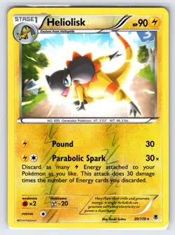 Heliolisk 30/119 2014 XY Phantom Forces Pokemon Card Reverse Holo Rare - Lp - Image 1