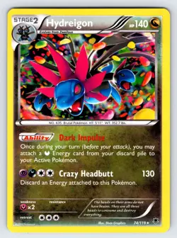 Hydreigon 74/119 2014 Phantom Forces Pokemon Card TCG Nintendo Holo Rare - VLP - Image 1