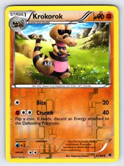 Krokorok 61/98 2011 B&W Emerging Powers Pokemon Card Reverse Holo Uncommon - VLP - Image 1