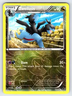 Zweilous 73/119 2014 Phantom Forces Pokemon Card TCG Reverse Holo Uncommon - Lp - Image 1