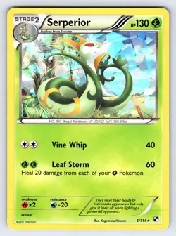 Serperior 5/114 2011 Black & White Base Pokemon Card TCG Cracked Ice Holo - Mp - Image 1