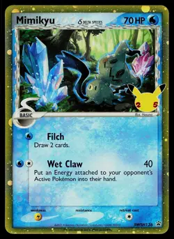 Pokemon Card Sword & Shield Promo Mimikyu Delta Species SWSH136 Stamped Holo - Image 1