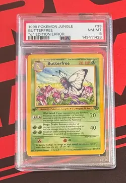 1999 POKEMON JUNGLE 1ST EDITION "d" EDITION ERROR #33/64 BUTTERFREE PSA 8 - Image 1