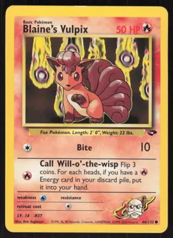 Pokemon TCG Gym Challenge #066/132 Blaine's Vulpix LP - Image 1